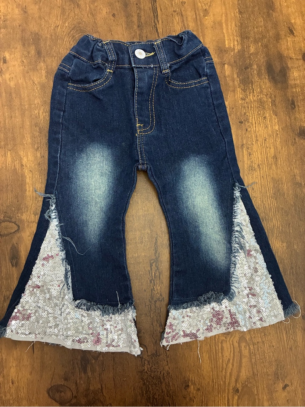 Toddler Girl’s Sequin Flare Jeans
